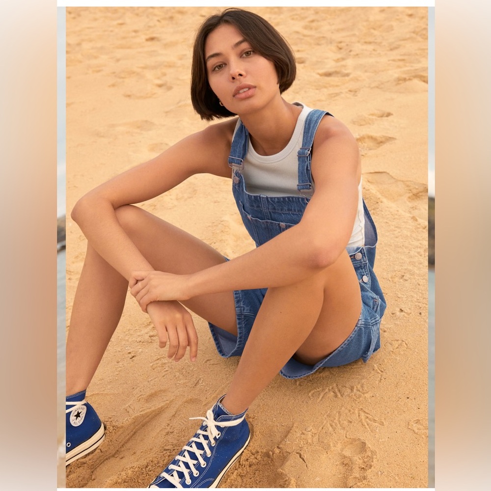 TNA Denim Blue Short Overalls